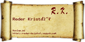 Reder Kristóf névjegykártya
