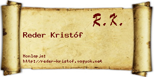 Reder Kristóf névjegykártya
